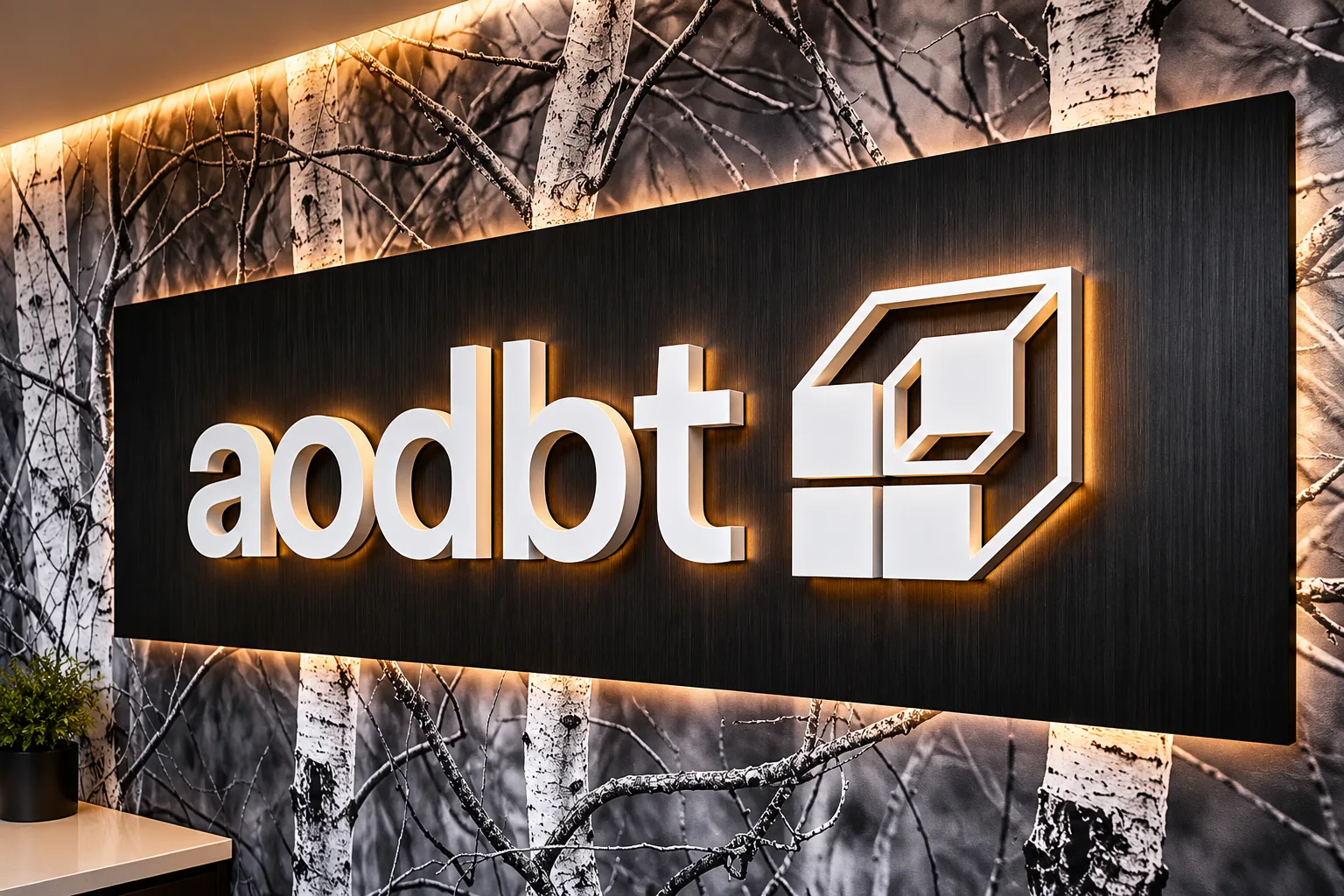 aodbt backlit logo interior installation