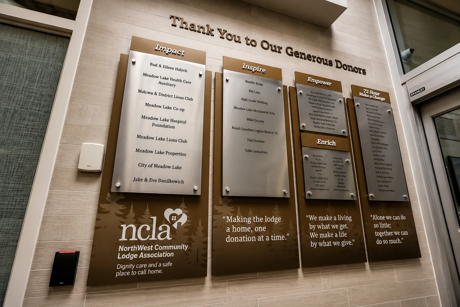 NCLA Donor Recognition Wall